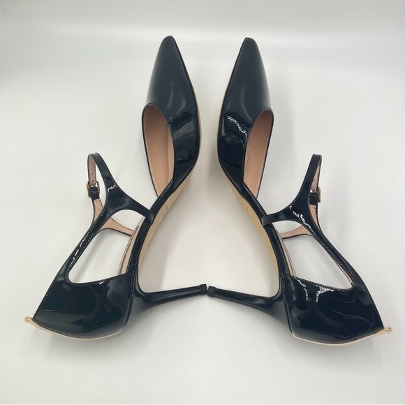 SJP Sarah Jessica Parker Size 40.5 10.5 Black Patent Leather Pump Heels Shoes - Picture 8 of 15